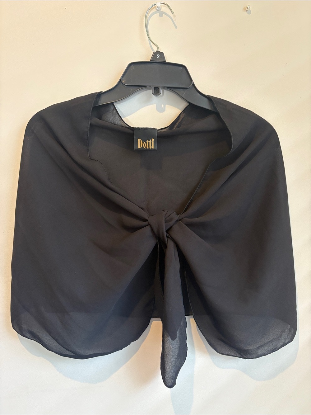 Vintage Dotti Black Sheer Tie-Front Shrug poncho Bolero Cover